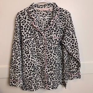 Victoria's Secret Leopard Print Pajama Long Sleeve Button Up Shirt